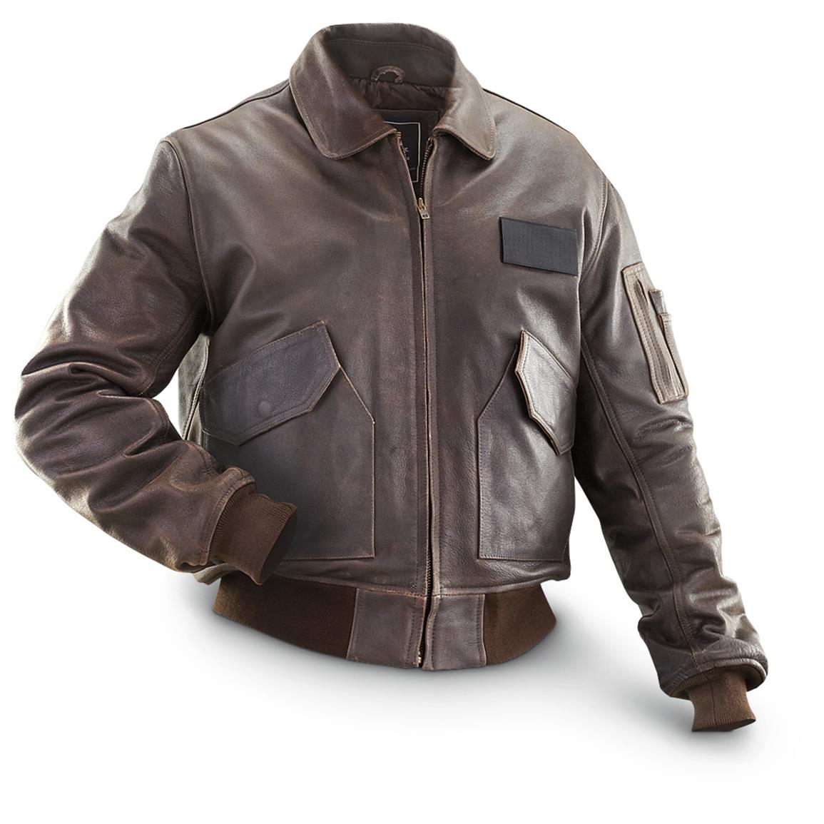 alpha industries leather cwu 45 / p flight jacket, distressed brown CCIIUEU