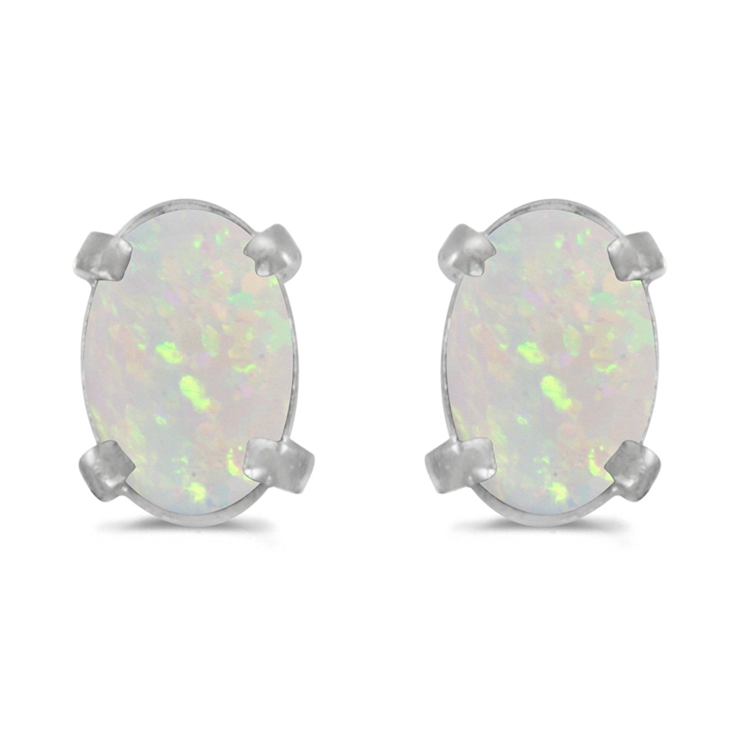 amazon.com: 14k white gold oval opal earrings: stud earrings: jewelry DBAFZSM