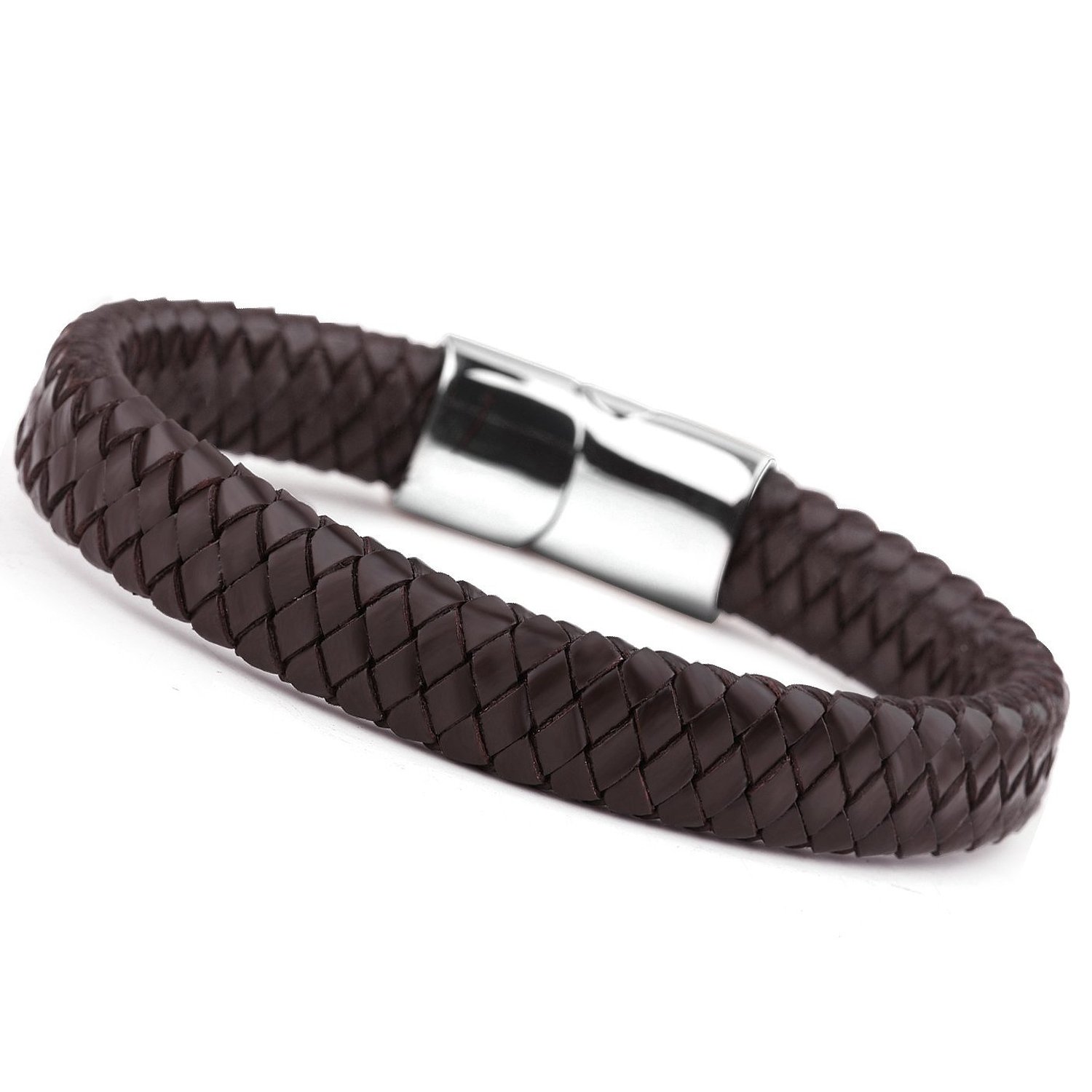 amazon.com: jstyle braided leather bracelets for men bangle bracelets  fashion magnetic FQOXYTD