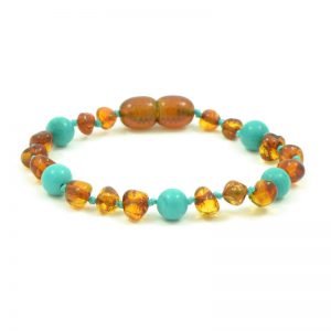 amber bracelet cognac amber and turquoise bracelet / anklet PNCUMJL