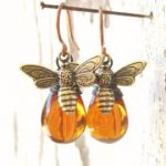 amber jewelry motheru0027s day gift. honey bee earrings. honey bee jewelry.wire wrapped drops KMRVUJJ