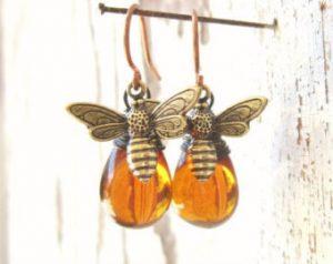 amber jewelry motheru0027s day gift. honey bee earrings. honey bee jewelry.wire wrapped drops KMRVUJJ