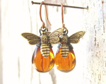 amber jewelry motheru0027s day gift. honey bee earrings. honey bee jewelry.wire wrapped drops KMRVUJJ