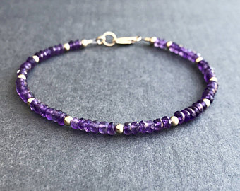 amethyst bracelet, dainty delicate boho chic stacking, gold filled, tiny  purple DACKHWC
