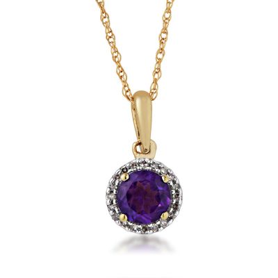 amethyst necklace amethyst and diamond necklace in 10k yellow gold - pf476875yame OQERXTO