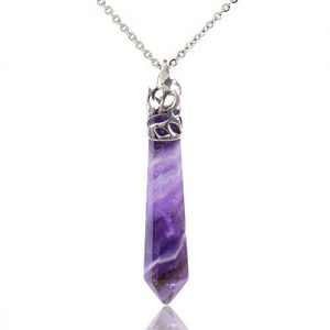 amethyst necklace natural amethyst gemstone hexagonal pointed reiki chakra pendant necklace  20 ZYCWAFL