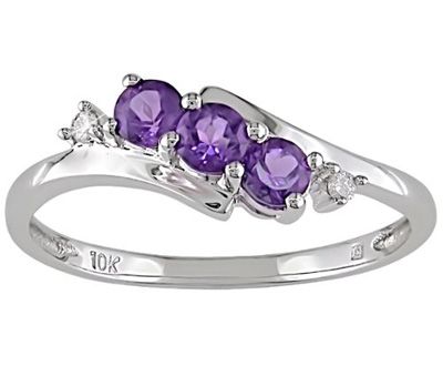 amethyst rings 10k white gold .018 ctw diamond and amethyst ring ▻▻ http:// IBTMDAO