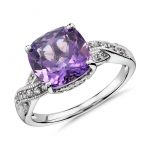 amethyst rings amethyst and white sapphire ring in sterling silver (9x9mm) DPWQMGC