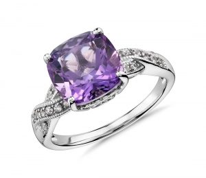 amethyst rings amethyst and white sapphire ring in sterling silver (9x9mm) DPWQMGC