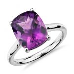 amethyst rings amethyst cushion cocktail ring in 14k white gold (11x9mm) XGIZVSV