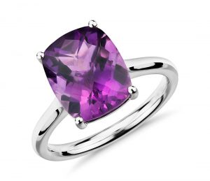 amethyst rings amethyst cushion cocktail ring in 14k white gold (11x9mm) XGIZVSV