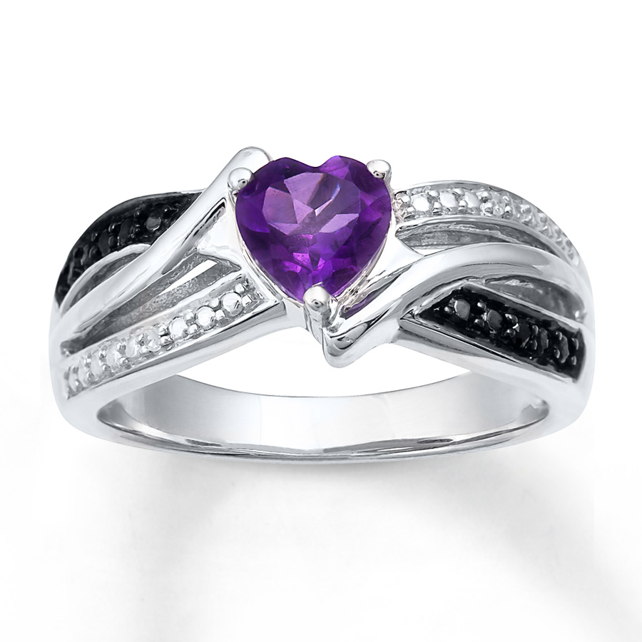 amethyst rings amethyst heart ring diamond accents sterling silver VKGWSET