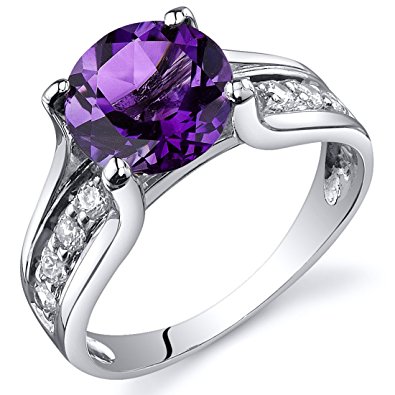 amethyst rings amethyst solitaire style ring sterling silver rhodium nickel finish 1.75  carats MQNEMCF