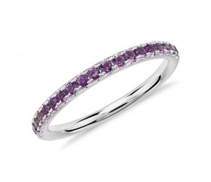 amethyst rings riviera pavé amethyst ring in 14k white gold (1.5mm) ZQOMFMX