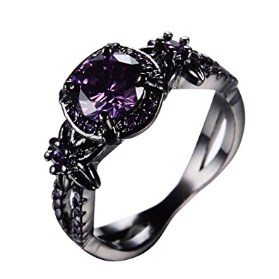 amethyst rings rongxing jewelry trendy womens amethyst ring,14kt black gold wedding rings  size6 NFPSGOR
