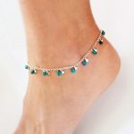 anklet silver ankle bracelet turquoise jewelry delicate jewelry silver boho  anklet QIAREJW