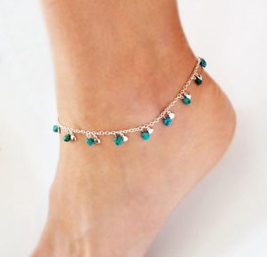 anklet silver ankle bracelet turquoise jewelry delicate jewelry silver boho  anklet QIAREJW