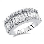 anniversary rings sterling silver rhodium plated, wedding ring round u0026 baguette cz anniversary TVFWACP