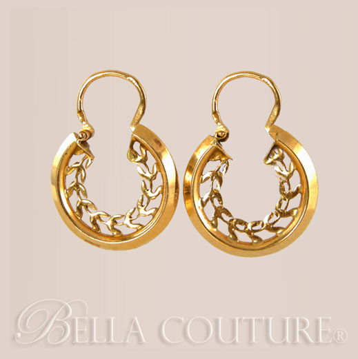 antique earrings (antique) 18k gold victorian creole hoop earrings FDZGYVH
