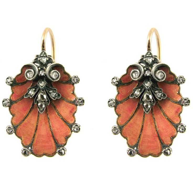 antique earrings antique enamel and diamond earrings VEOBGUY