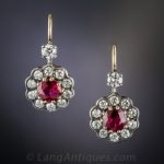 antique earrings antique style ruby and diamond drop earrings NGRWQSJ