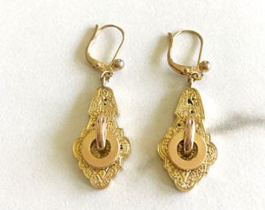 antique earrings antique victorian silver gilt earrings. gold victorian earrings. antique  earrings. KJNQBKV