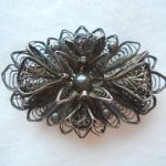 antique filigree 800 silver brooch pin floral shape 2 ABEMOEM