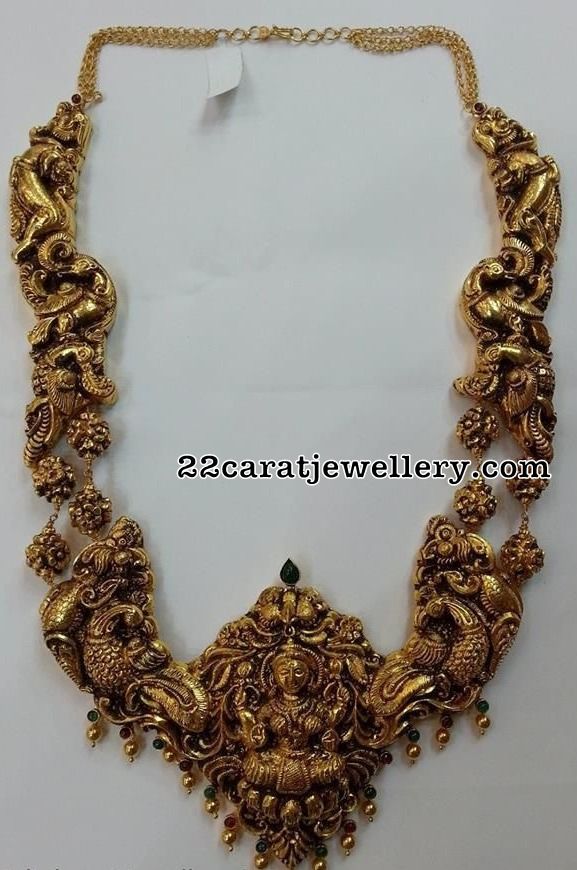 antique jewellery peacock nakshi long chain - jewellery designs PQNYWWT