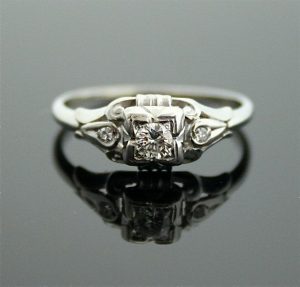 antique rings 1930s engagement ring - white gold and diamond antique ring UWXDKDM