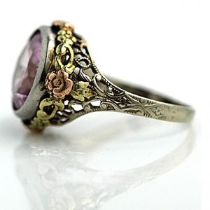 antique rings antiques rings antique 14 kt tri tone pink zircon engagement ring circa IZDJVHM