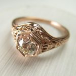antique rings custom made filigree antique vintage engagement diamond ring rose gold KFBRFXW