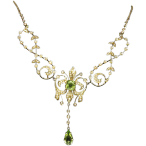 antique split pearl u0026 peridot necklace - rare u0026 divine! XOXEQQR