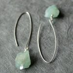 aquamarine earrings, raw aquamarine earrings, raw stone earrings, gemstone  dangles, march DWCWQKZ