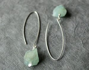 aquamarine earrings, raw aquamarine earrings, raw stone earrings, gemstone  dangles, march DWCWQKZ