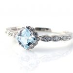 aquamarine jewelry 14k asscher aquamarine diamond engagement ring custom bridal jewelry QUDSITE
