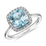 aquamarine jewelry aquamarine and diamond halo ring in 14k white gold (8x8mm) NOYGDFZ