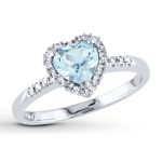 aquamarine jewelry aquamarine heart ring 1/10 ct tw diamonds sterling silver UIWEYBA
