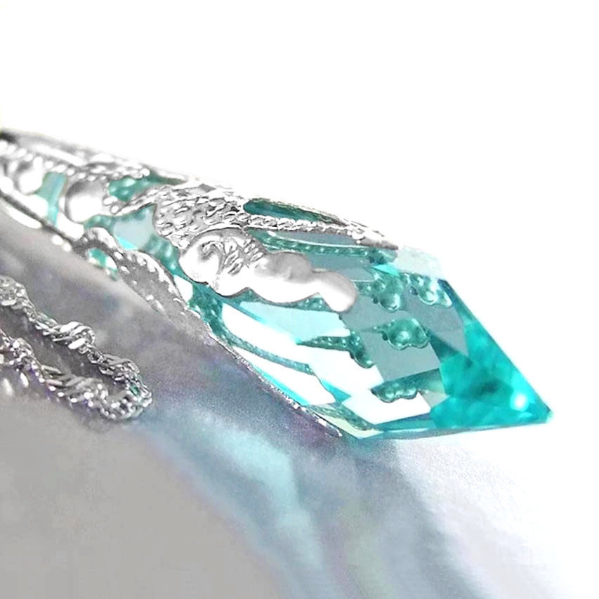 aquamarine jewelry details. this necklace features a brilliant swarovski green aquamarine ... WDPNZGS