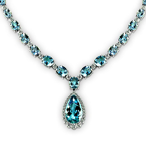 aquamarine jewelry pear shape aquamarine necklace in 14k white gold OJLODCZ
