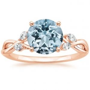 aquamarine rings 14k rose gold. aquamarine willow ring BDADGCD