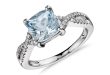 aquamarine rings aquamarine and diamond infinity twist ring in 14k white gold (7x7mm) YSUFFQC