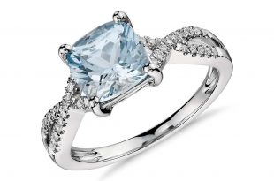 aquamarine rings aquamarine and diamond infinity twist ring in 14k white gold (7x7mm) YSUFFQC