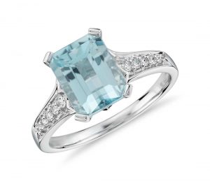 aquamarine rings aquamarine and diamond ring in 14k white gold (9x7mm) EFEVXXP