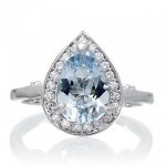 aquamarine rings aquamarine ring 10x7 pear cut diamond halo engagement ring LEPIPBS