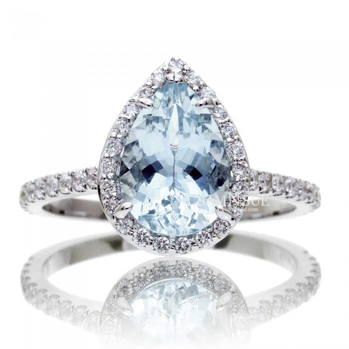 aquamarine rings pear aquamarine diamond halo engagement ring NXEZPNB