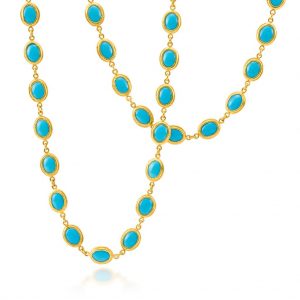 ara 24k yellow gold long turquoise necklace JOHRWKG