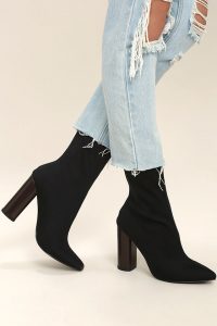 araceli black knit mid-calf high heel booties 1 BSVSHAA