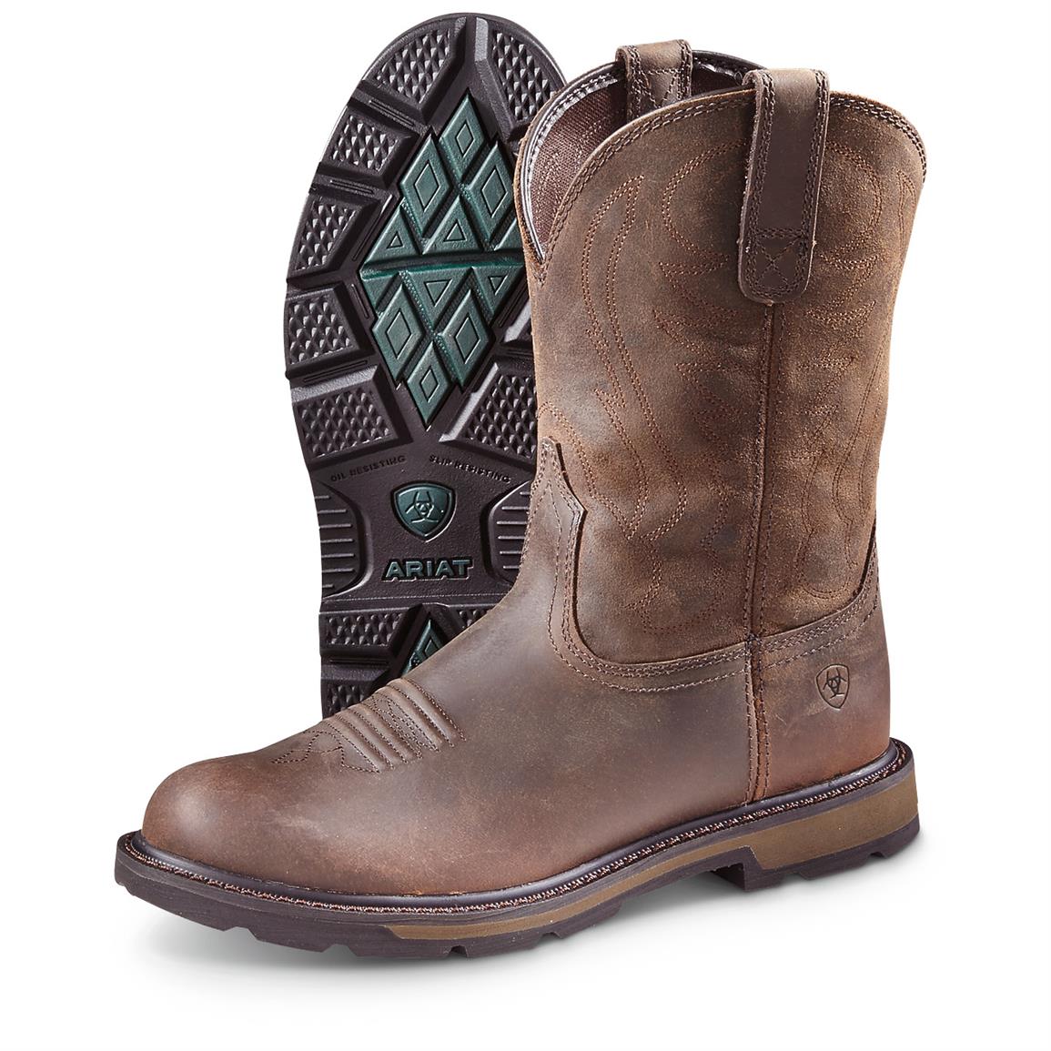 ariat boots ariat menu0027s groundbreaker pull-on boots, brown AYUOEQN