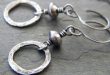 artisan jewelry sterling silver circle link earrings oxidized hammered metal ring handmade artisan WLGHWAQ