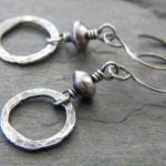 artisan jewelry sterling silver circle link earrings oxidized hammered metal ring handmade artisan WLGHWAQ